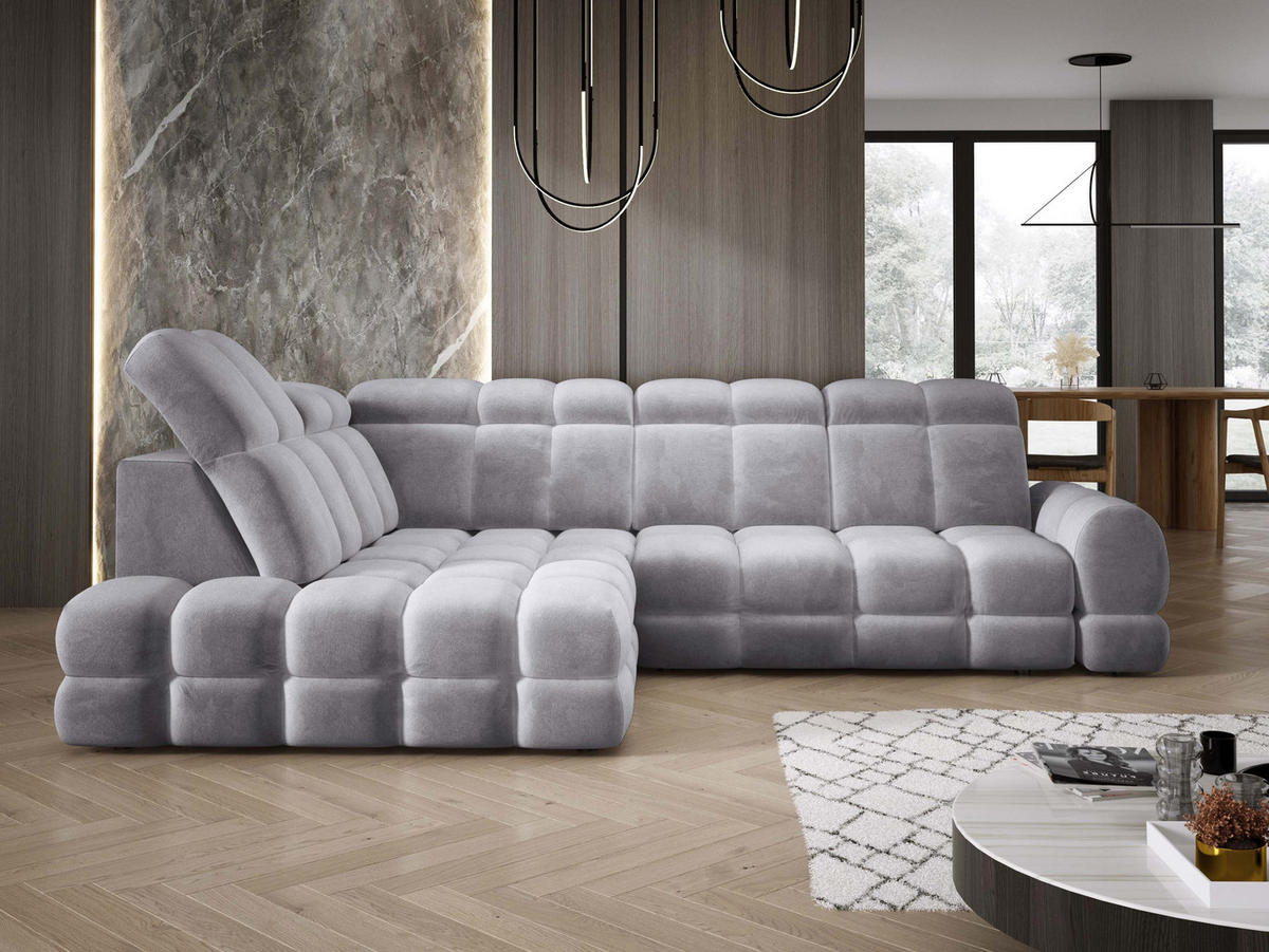 ECKSOFA TOLLO Salvador-stoff L-form 302x217x105 cm grau - Grau, Holz/Textil (302/217cm) - DomoHome