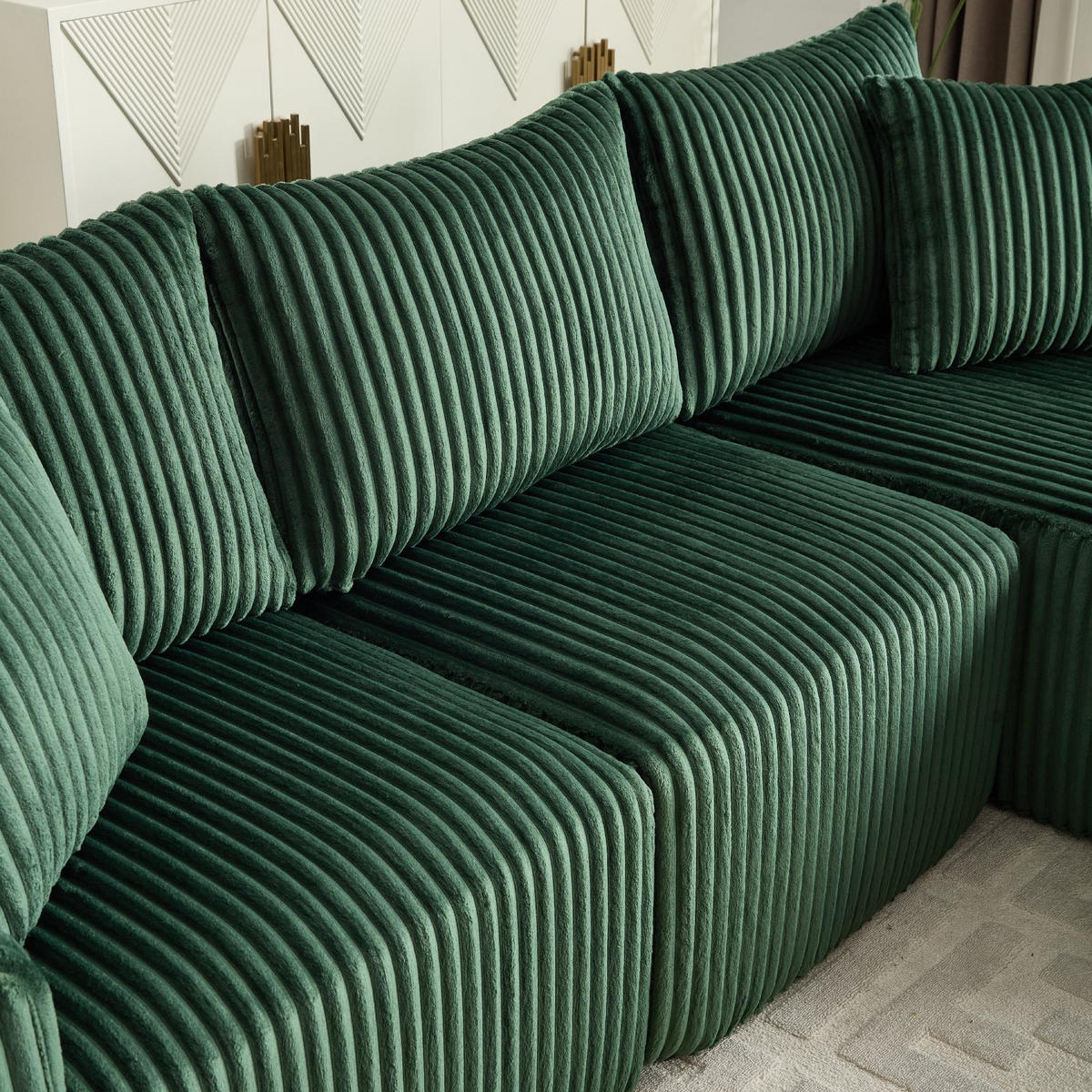 ECKSCHLAFSOFA Modulares Sofa mit Schlaffunktion,Chaiselongue + Zweisitzer,Grün - Grün, Textil (257/160cm) - LVHOM