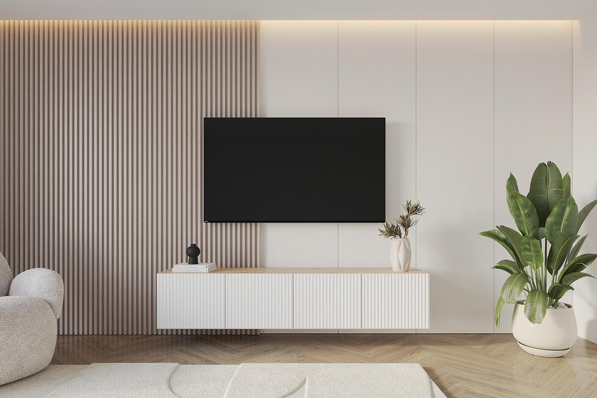 LOWBOARD NOA-2-W 2x100x40x41 cm - Artisan / Weiß - Weiß, Holzwerkstoff (200/40/41cm) - ALTDECOR