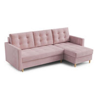 ECKSOFA DIVO Kronos L-förm, Schlaffunktion, elegantes Design, hochwertige Materialien, lose Rückenkissen, freistehend, RECHTS 224x144x95 cm Pink - Pink, Holz/Textil (224/144cm) - DomoHome