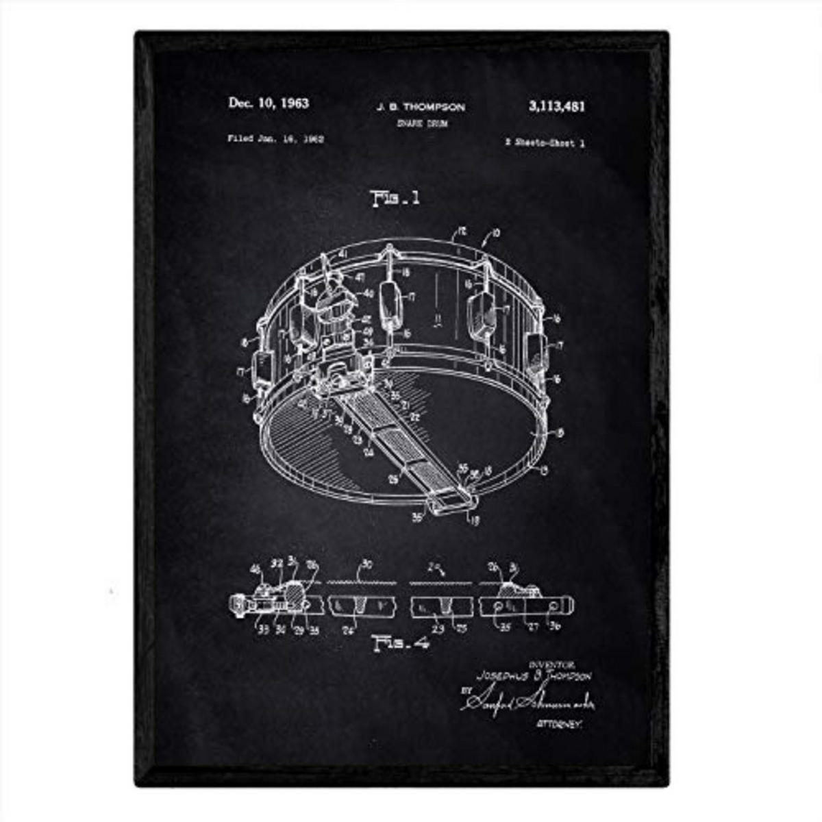 POSTER Drum Patent A3 Rahmenlos - Klar, Papier (29.7/5/42cm) - Nacnic