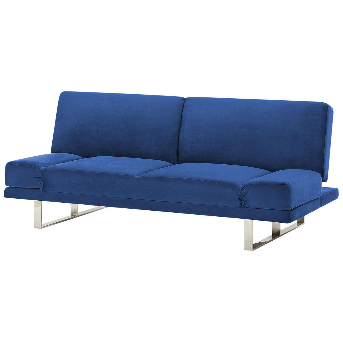 2-SITZER-SCHLAFSOFA Samtstoff Marineblau York - Hellblau, Textil (190/81/87cm) - Beliani