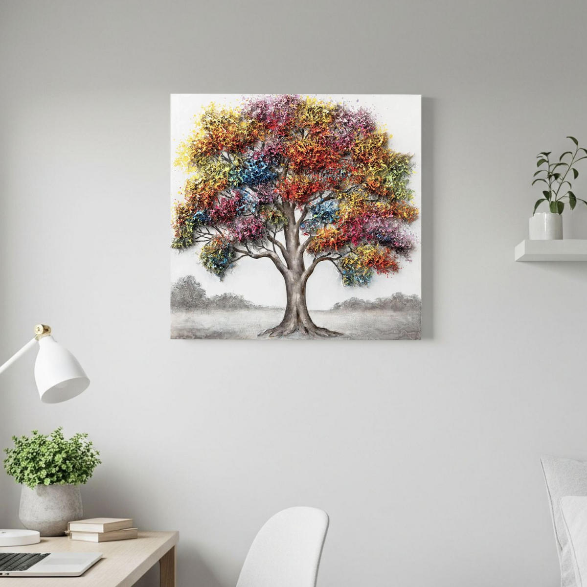 ACRYLBILD HANDGEMALT 80/80 cm - Grau, Holz/Textil (80/80cm) - KUNSTLOFT