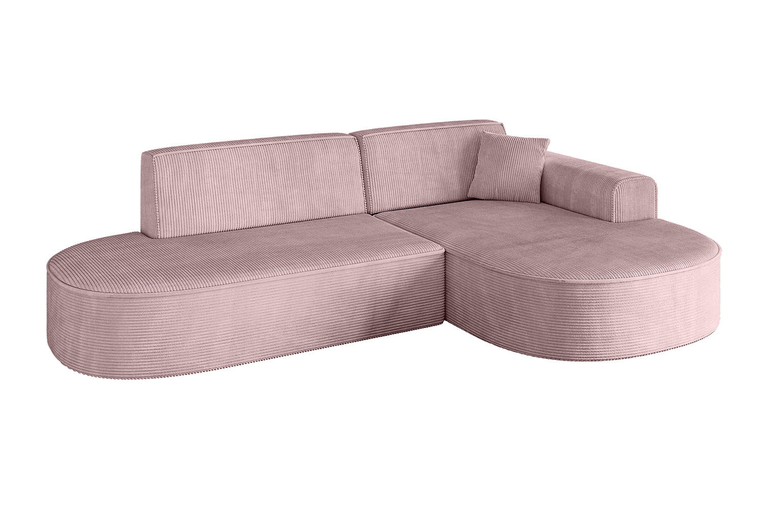 ECKSOFA Ottomane Rechts MARI-L1 - 232x163x73,5 cm Rosa Cord - Schwarz/Rosa, Holzwerkstoff/Kunststoff (234/163cm) - ALTDECOR
