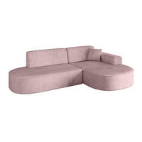 ECKSOFA Ottomane Rechts MARI-L1 - 232x163x73,5 cm Rosa Cord - Schwarz/Rosa, Holzwerkstoff/Kunststoff (234/163cm) - ALTDECOR