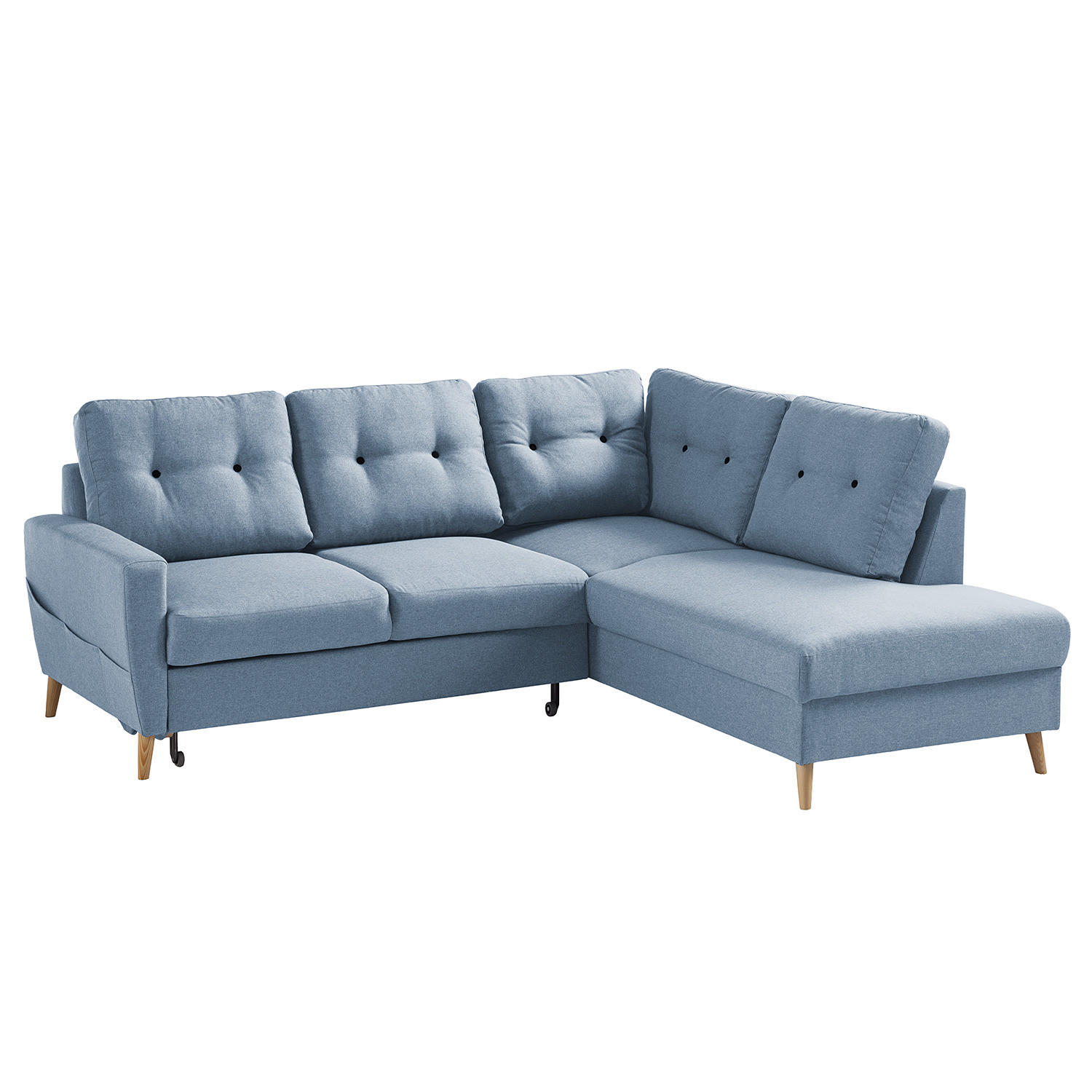 ECKSOFA mit Ottomane - Webstoff - Hellbraun/Grau, Textil (230/200cm) - home24