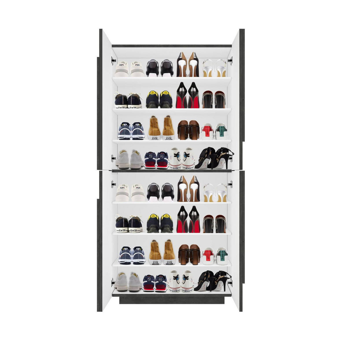 SCHUHSCHRANK Schiefer 38/81/167 cm - Grau, Holzwerkstoff (81/168/38cm) - DMORA