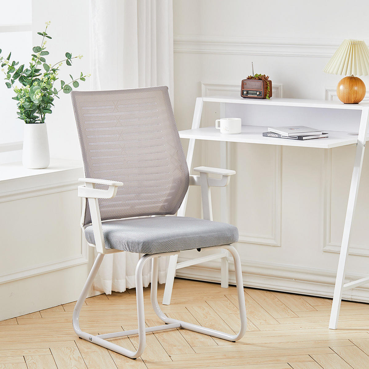 BÜROSTUHL 58/55/93 cm Ergonomisch Metall Grau - Weiß/Grau, Kunststoff/Textil (58/93/55cm) - Livingandhome