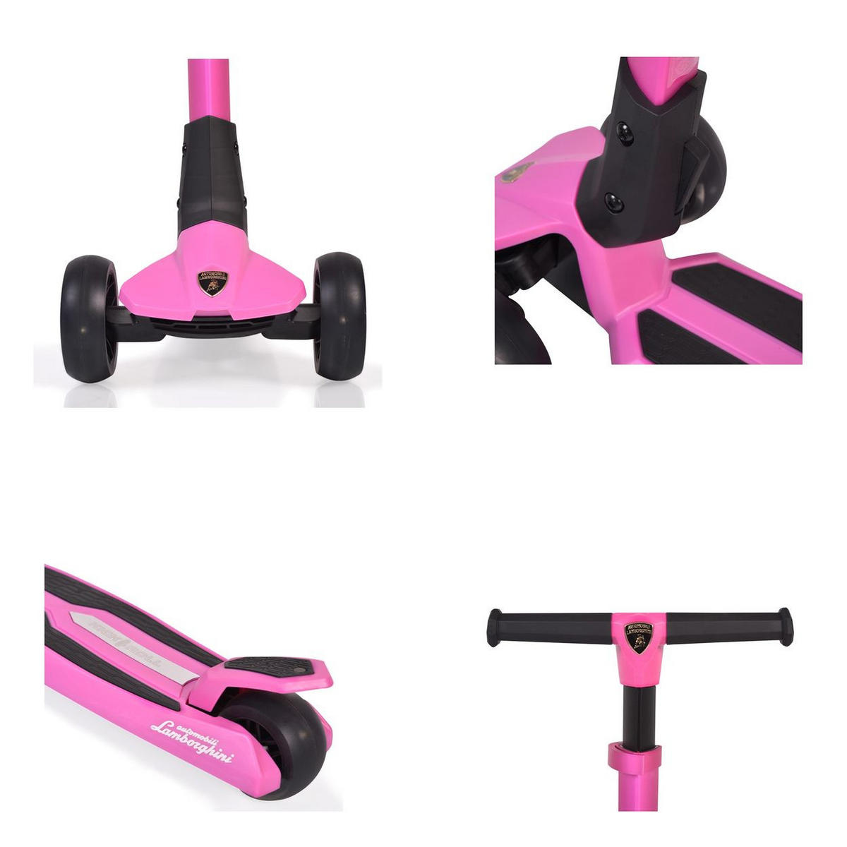 KINDERROLLER Lamborghini pink klappbar PU-Räder ABEC-7 LED-Räder Bremse - Rosa, Metall (59/30/82cm)