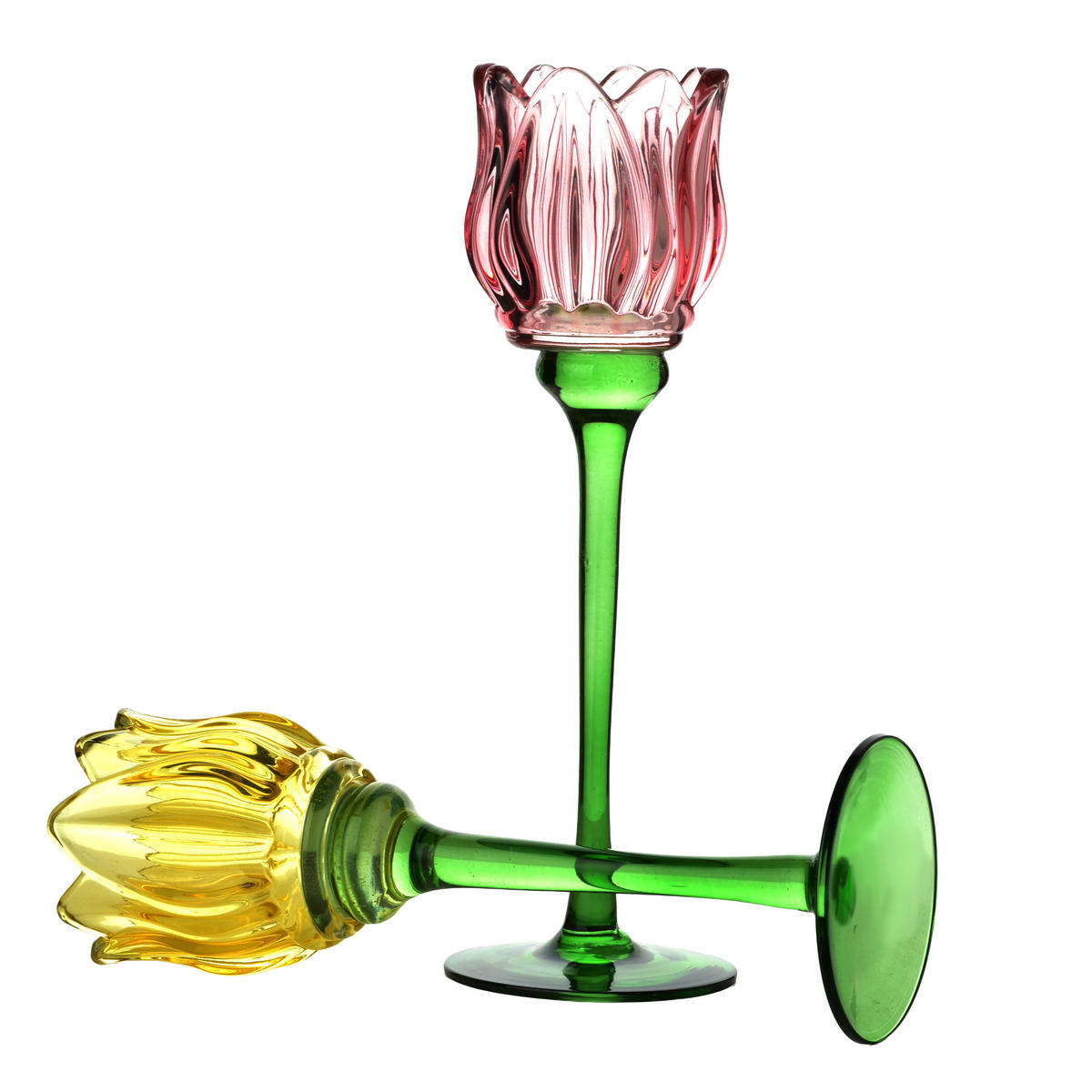 KERZENHALTER Julietta gelb 8/8/21.5 cm Glas - Gelb, Glas (8/21.5/8cm) - Mondex