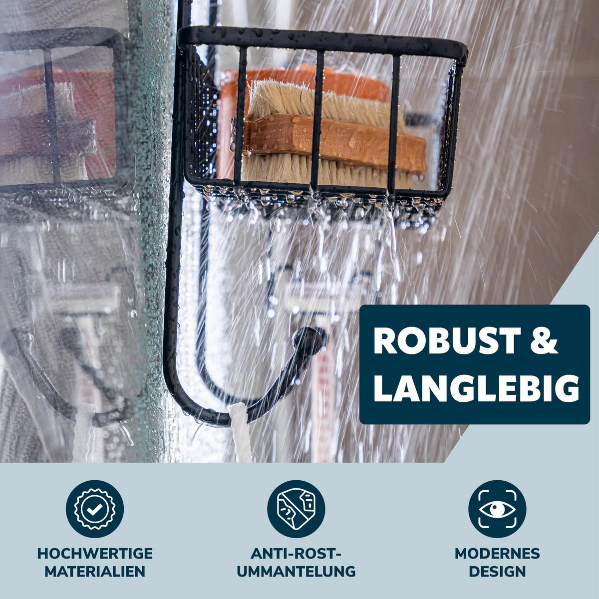 DUSCHREGAL, schwarz, Metall - Schwarz, Metall (25/75/12cm) - bremermann