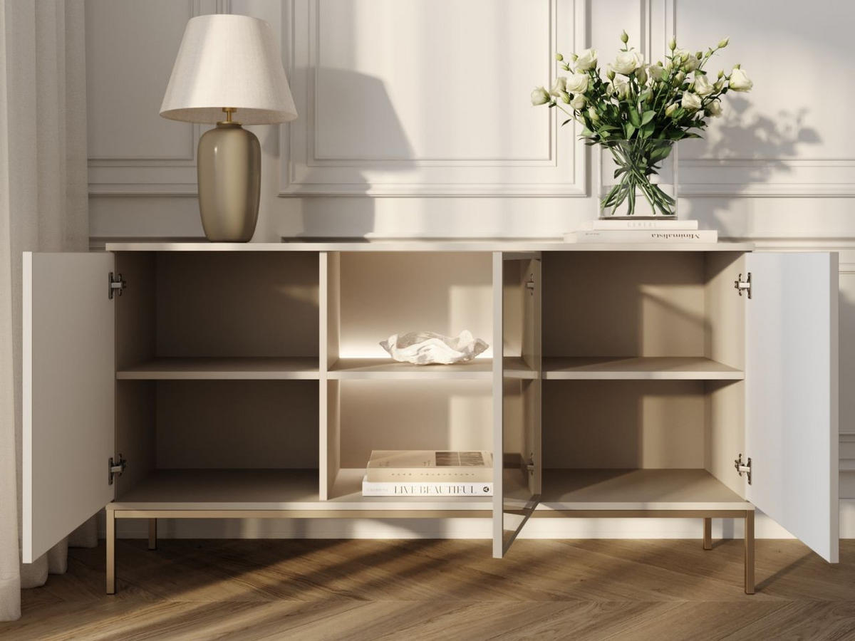 KOMMODE Kaschmir 154/83/39 cm Deo - Kaschmir/Champagner, Naturmaterialien/Glas (154/83/39cm) - Graingold