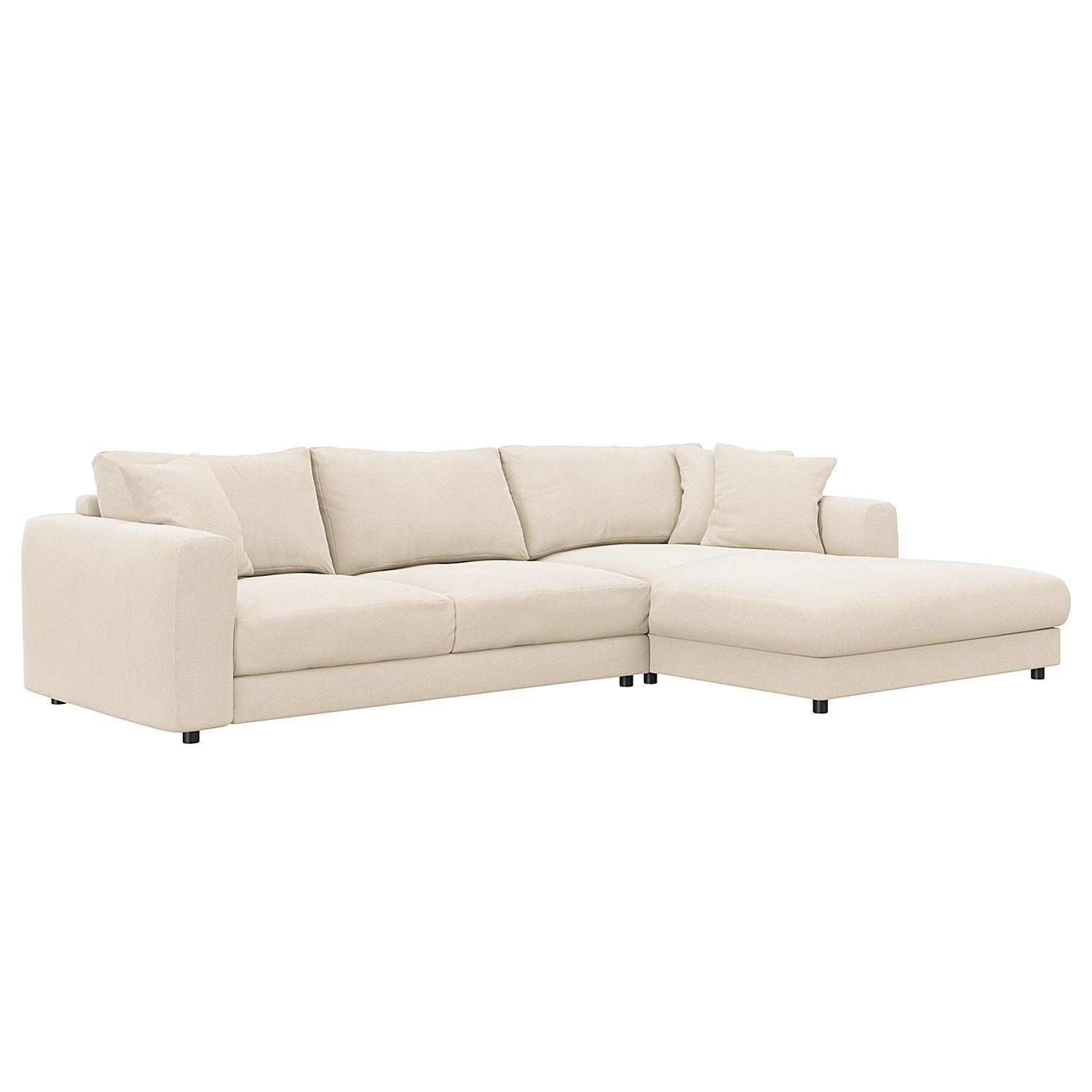 ECKSOFA mit Longchair - Beige/Schwarz, Holz/Kunststoff (286/183cm) - home24