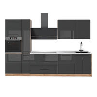 KUCHYNKA Fame-Line, Antracit vysoký lesk/Dub Goldkraft, 310 cm, AP Marble - dub medový/čierna s vysokým leskom, kompozitné drevo (310/206.8/60cm) - Vicco