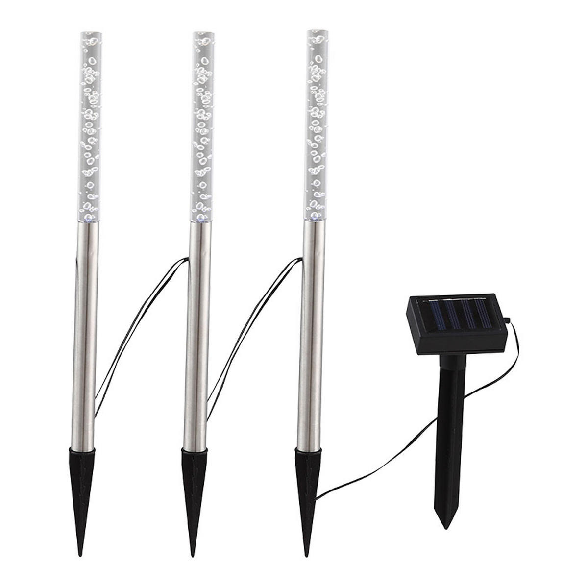 LED AUSSENLEUCHTEN Silber Solar 6er Set - Silberfarben, Kunststoff (1.8/1.8/37cm)