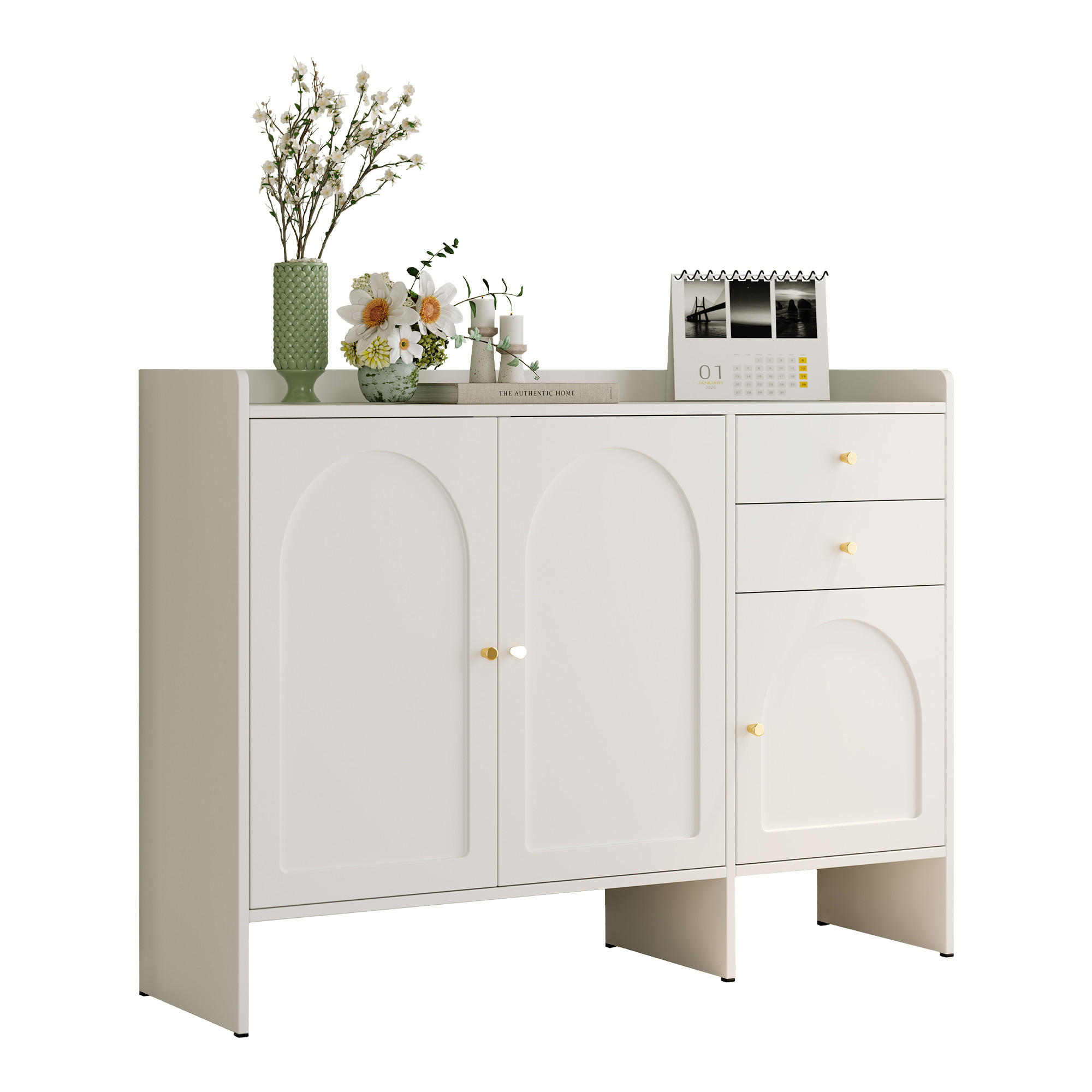 SCHUHSCHRANK aus MDF & Spanplatte 120x35x90cm in Weiß mit Kippsicherung - Weiß, Holzwerkstoff (120/90/35cm) - Modfu