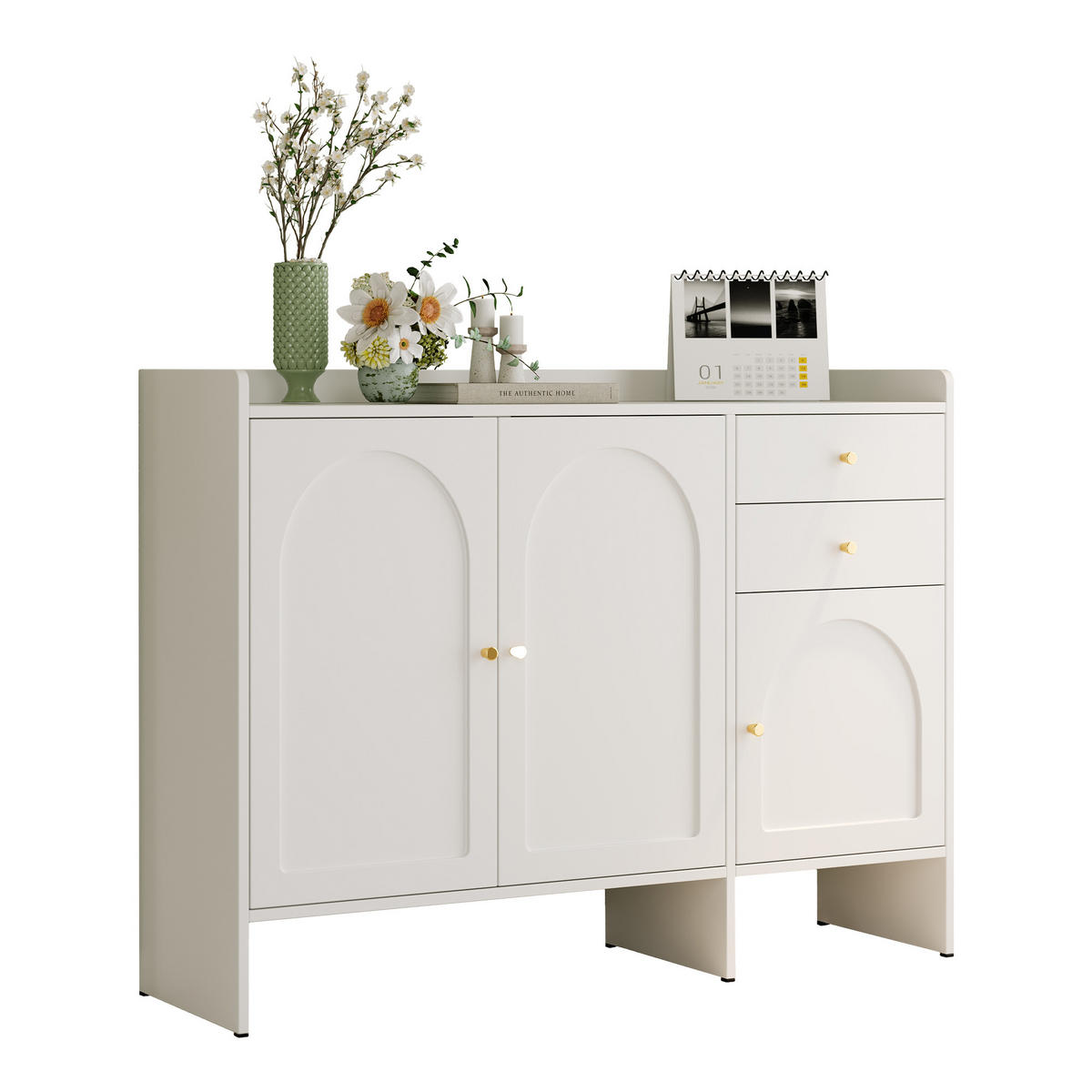 SCHUHSCHRANK aus MDF & Spanplatte 120x35x90cm in Weiß mit Kippsicherung - Weiß, Holzwerkstoff (120/90/35cm) - Modfu