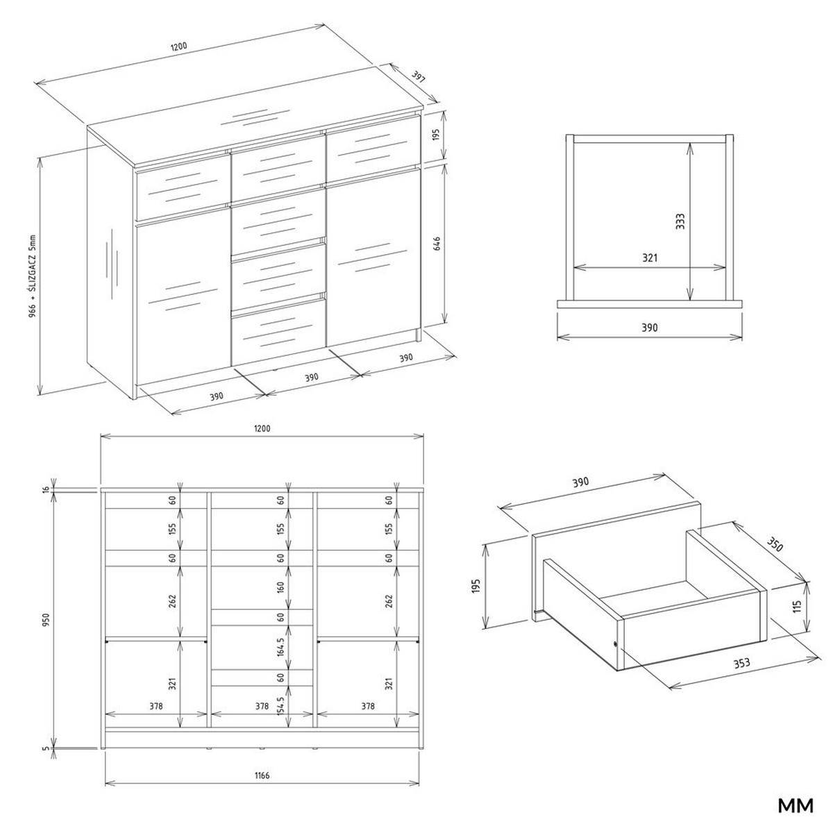 KOMMODE Kaschmir 120/96,5/40 - Kaschmir, Holzwerkstoff (120/97/40cm) - RAUMHIRSCH FURNITURE
