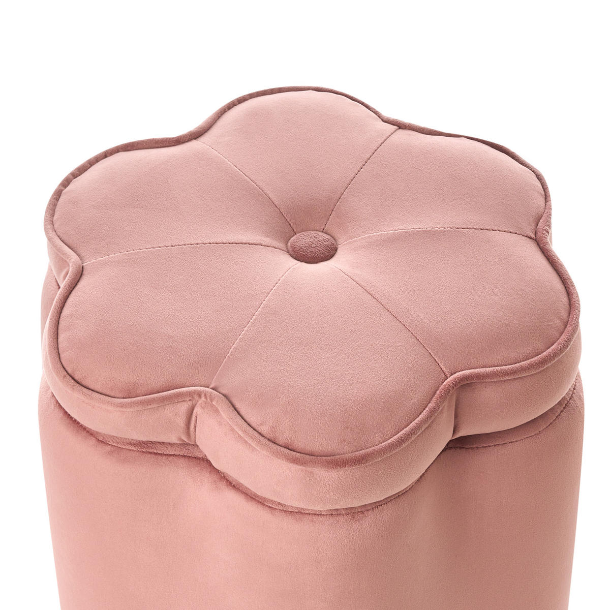 KINDERHOCKER mit Stauraum Samtstoff Rosa Blume Flower - Pink/Schwarz, Textil (40/38/40cm) - Beliani