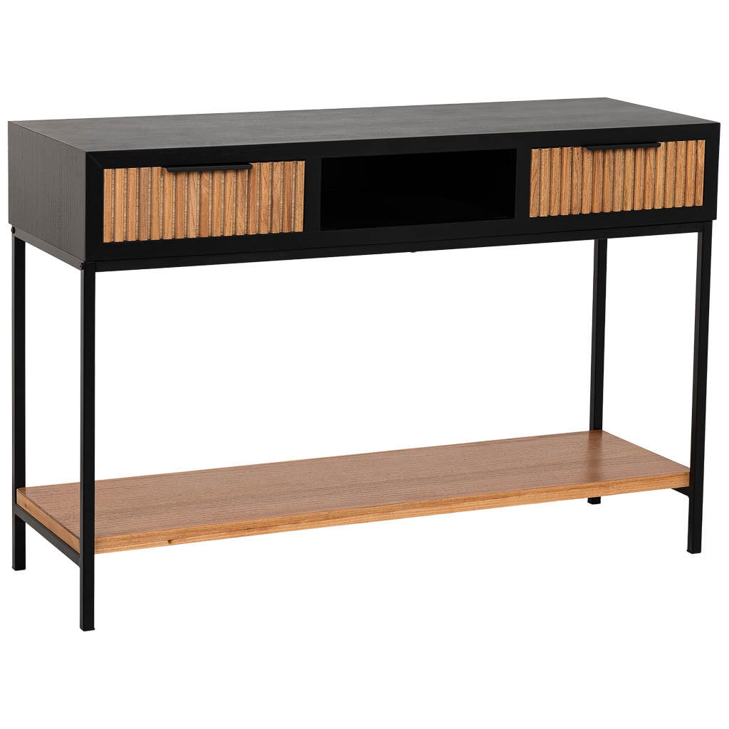 KONSOLENTISCH aus Metall und Holz, 120x40x69cm - Braun, Holz (40/120/69cm) - Wanderlust