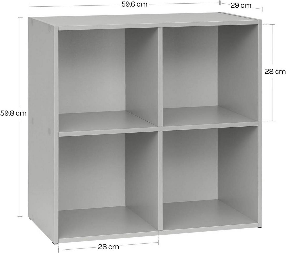 BÜCHERREGAL mit 4 Fächer, Holzwerkstoff, Grau - Grau, Holzwerkstoff (59.6/59.8/29cm) - Woltu
