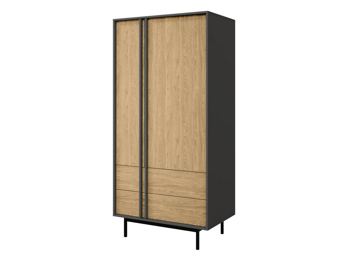 DREHTÜRENSCHRANK Alsy 2D2S AL01 - Eichefarben/Anthrazit, Holzwerkstoff/Kunststoff (93/195/60cm) - MIRJAN24