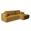 ECKSOFA SENTI K R-S Gelb Plüsch-Stoff mit Schlaffunktion - Gelb, Holz (246/148cm) - MASSENO