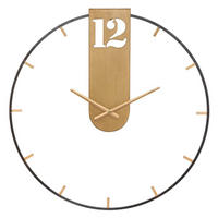 WANDUHR Goldy, goldfarben und schwarz, Eisen, 60 x 4,5 x 60 cm - Goldfarben/Schwarz, Metall (60/60/4.5cm) - Mauro Ferretti