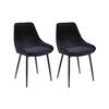 STUHL 2er-Set - Samt & Schwarzes Metall - Schwarz - MASURIE - Schwarz, Textil (56/85.5/49cm) - Vente-Unique