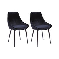 STUHL 2er-Set - Samt & Schwarzes Metall - Schwarz - MASURIE - Schwarz, Textil (56/85.5/49cm) - Vente-Unique