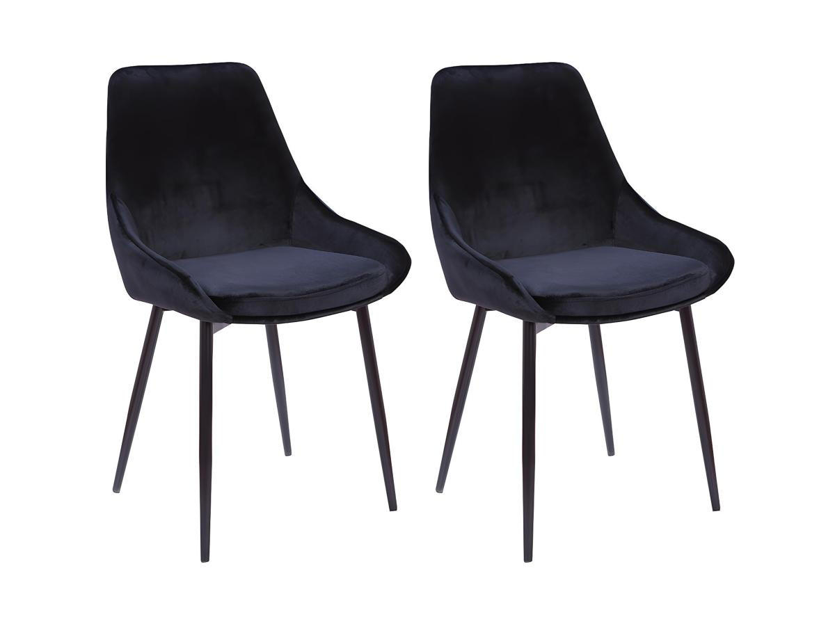 STUHL 2er-Set - Samt & Schwarzes Metall - Schwarz - MASURIE - Schwarz, Textil (56/85.5/49cm) - Vente-Unique