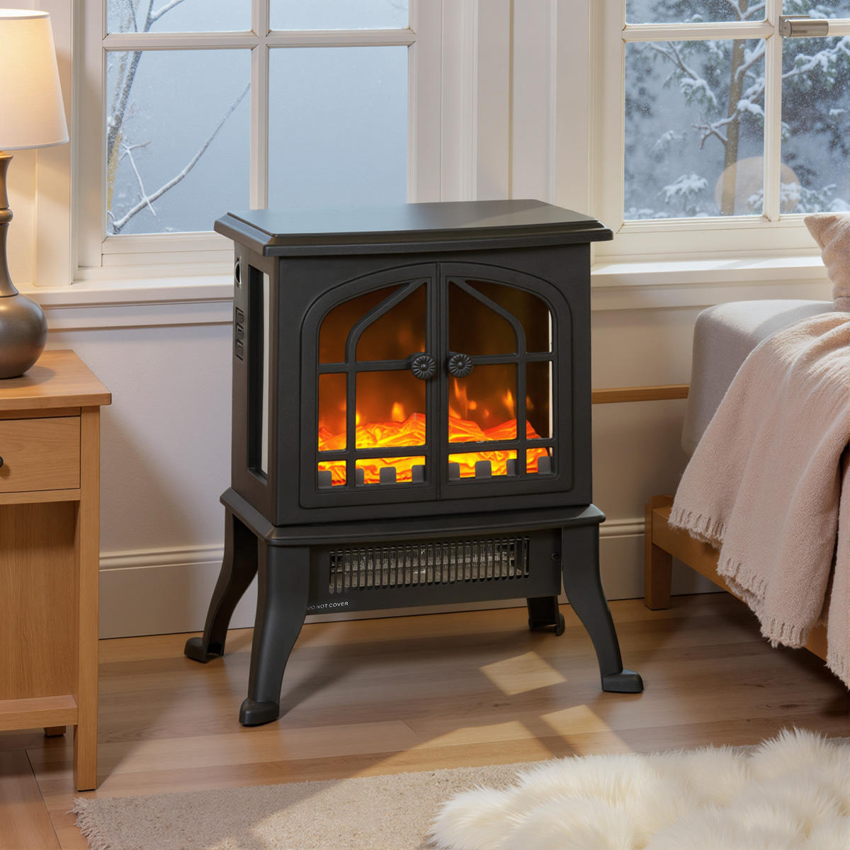 ELEKTROKAMIN DE-17060 3D-Flammeneffekt 900/1800 W Schwarz - Schwarz, Kunststoff (39/48/24cm) - ComfortXL