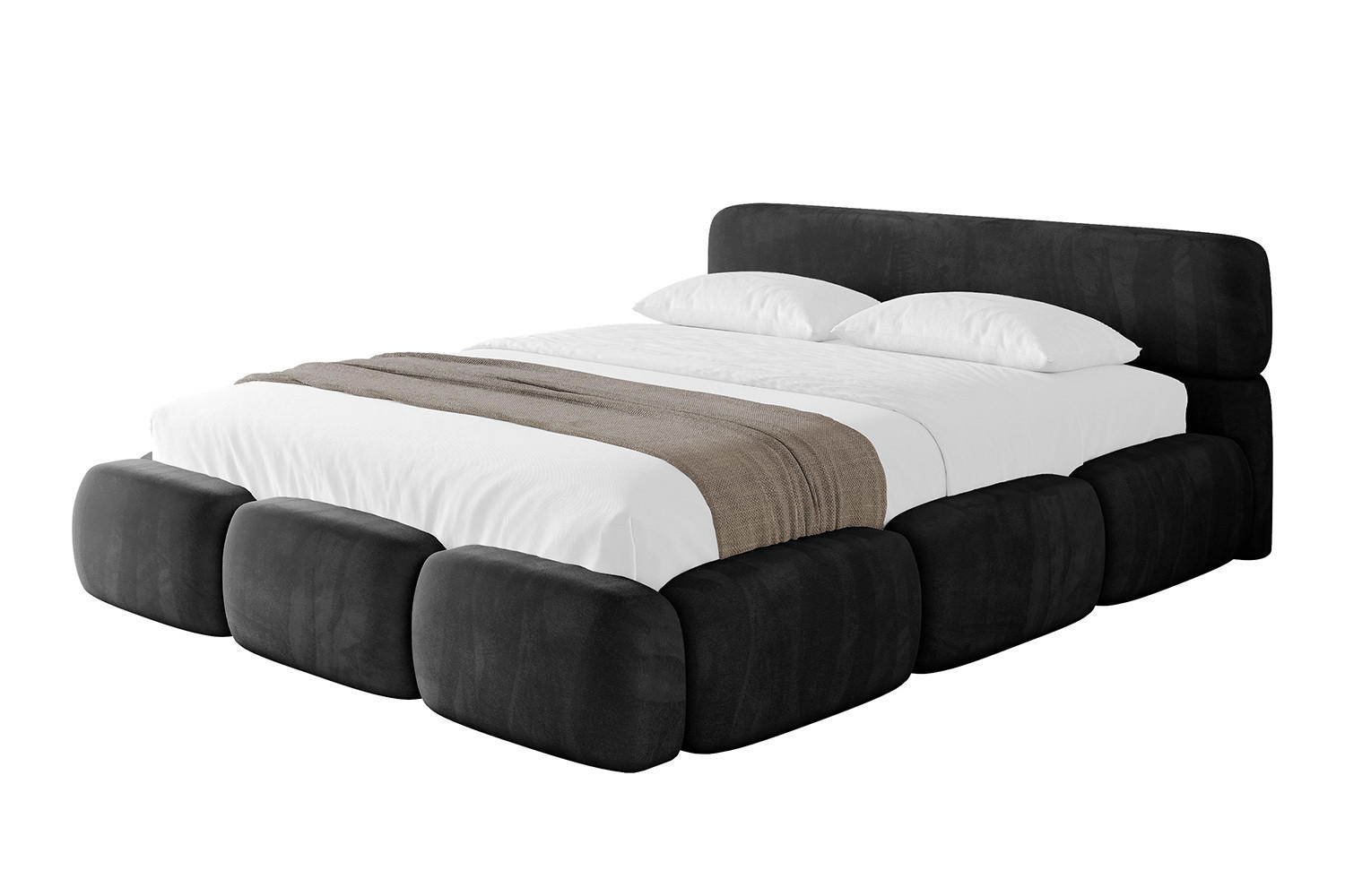 POLSTERBETT mit Bettkasten und Lattenrost, Bett mit Matratze H3/H4 - ELVA-v1 120x200 Schwarz - Schwarz, Holzwerkstoff/Textil (120/200cm) - ALTDECOR