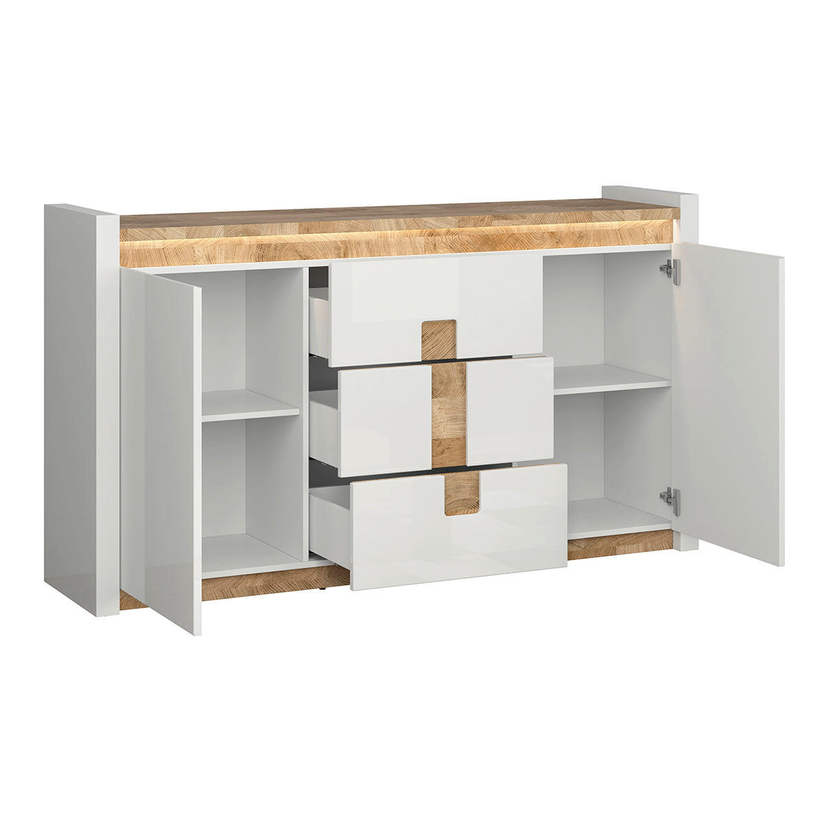 SIDEBOARD Helios Weiß und Holz - Weiß, Holzwerkstoff (172/96.5/41cm) - Petits-meubles