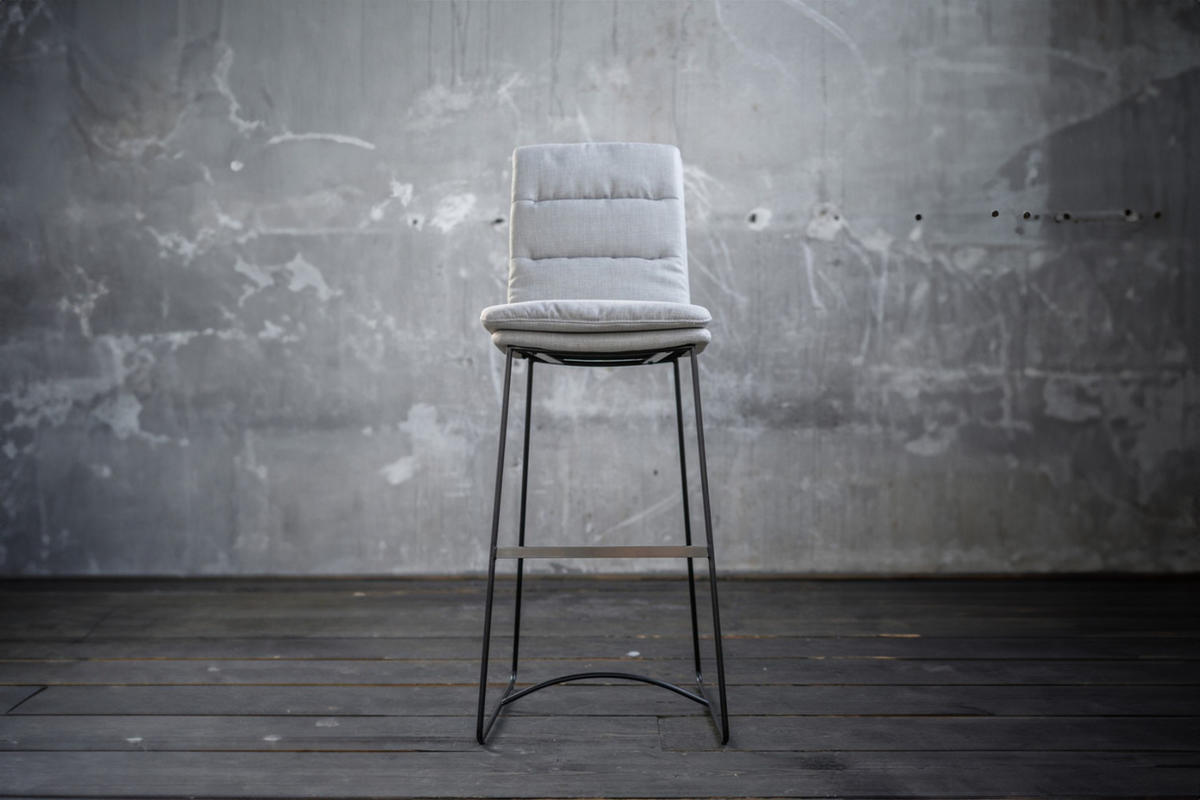 BARHOCKER VINCE Hellgrau Webstoff - Hellgrau, Textil (46/121/58cm) - KAWOLA