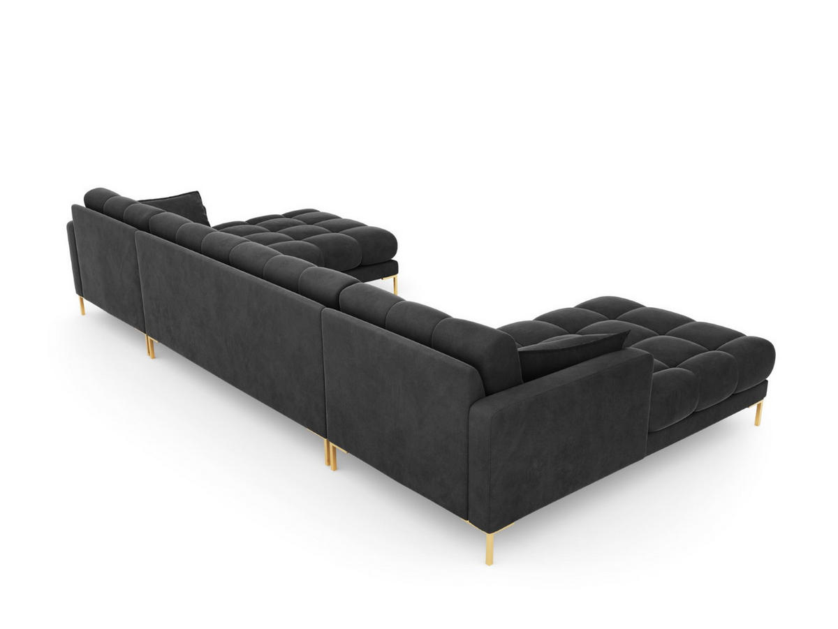 PANORAMASOFA Mamaia aus Samt dunkelgrau 6 Sitzplätze - Dunkelgrau, Textil (185/75/383cm) - Micadoni