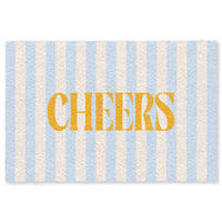 FUSSMATTE Orange – Blau – Streifen – Cheers 180x120 cm - Hellblau, Kunststoff (180/0.4cm) - MuchoWow