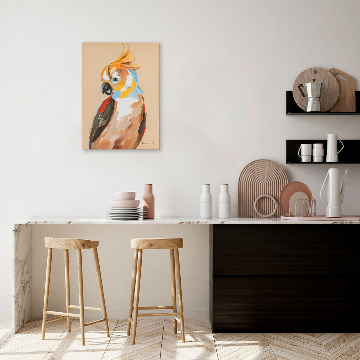 RUČNE MAĽOVANÝ AKRYLOVÝ OBRAZ 50/70 cm, viacfarebný, figurálny motív - viacfarebná, drevo/textil (50/70cm) - KUNSTLOFT