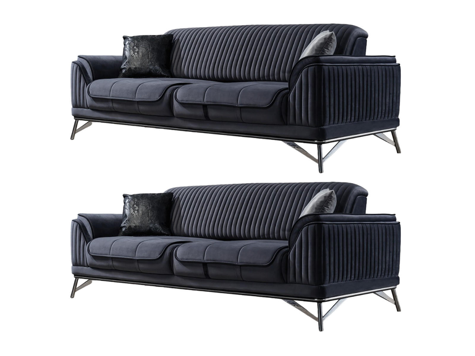 Villa Möbel Sitzgarnitur Schwarz 187x85x100 cm
