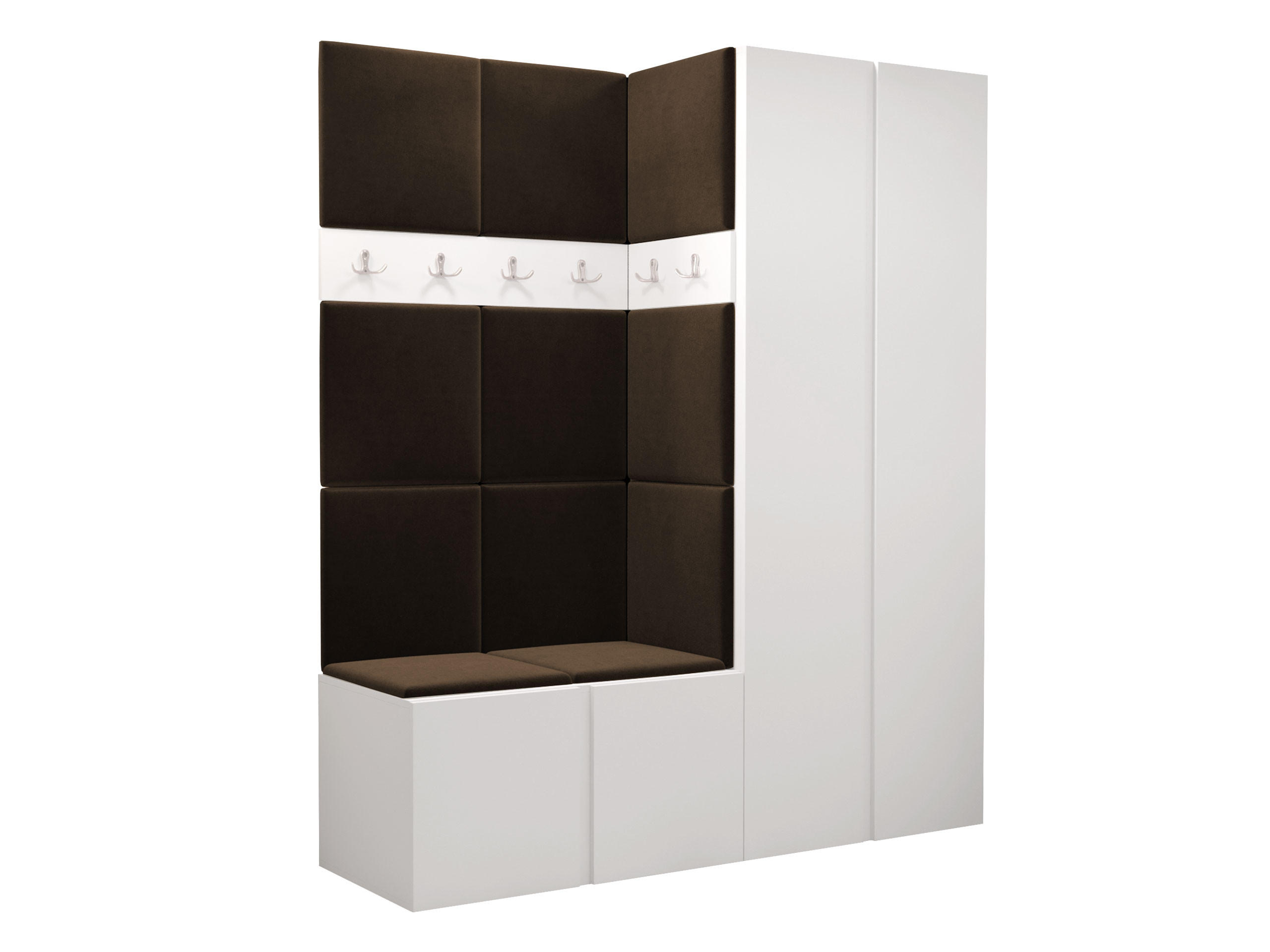 GARDEROBEN-SET Orion III - Weiß/Braun, Holzwerkstoff/Kunststoff (158/186/46cm) - MIRJAN24