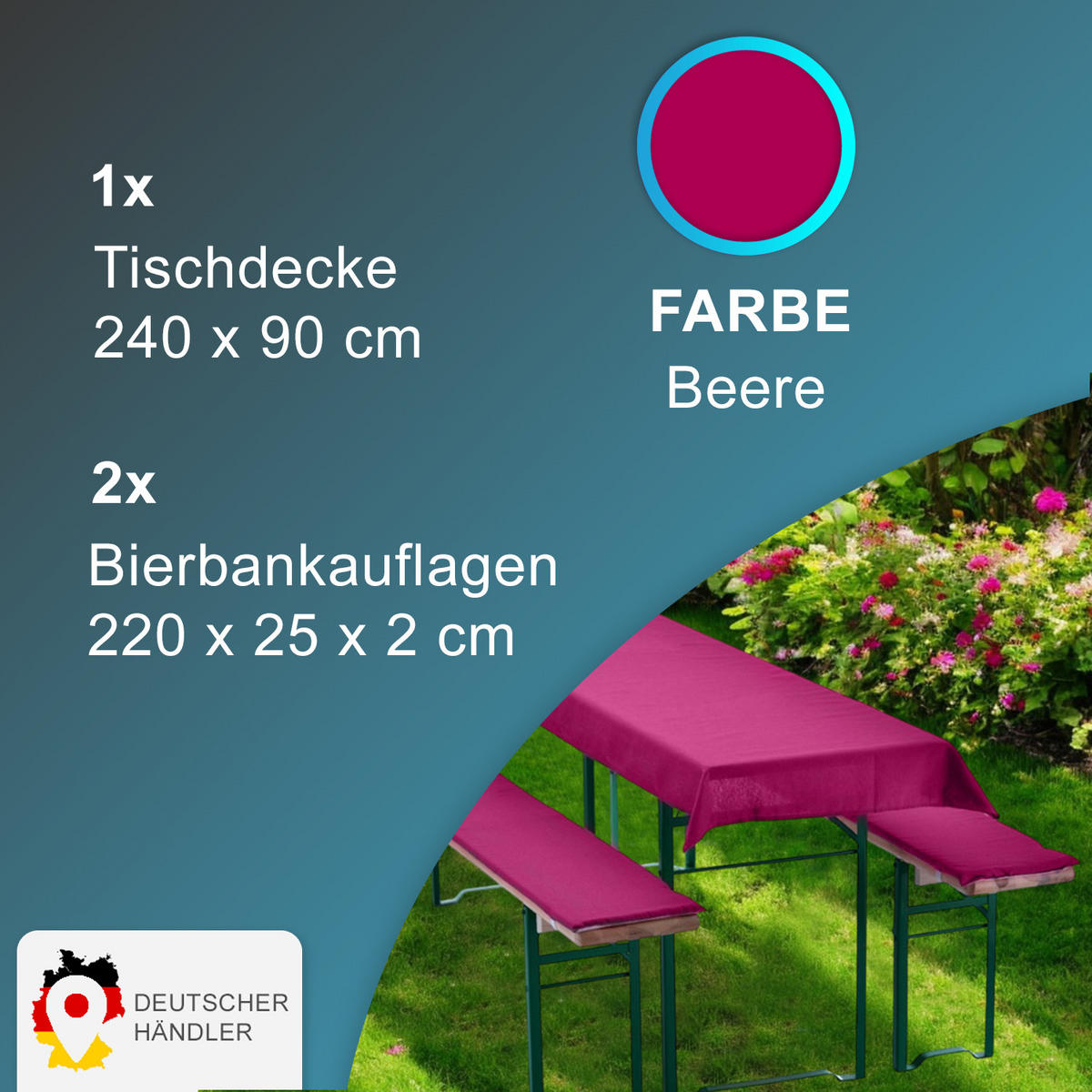 BIERBANKAUFLAGEN Set 240x90 cm Beere - Beere, Textil (90/240cm) - NYVI