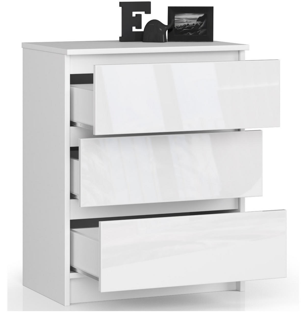KOMMODE Weiß, Weißglanz 60x40x77 cm - Weiß Hochglanz/Weiß, Holzwerkstoff (60/77/40cm) - Akord