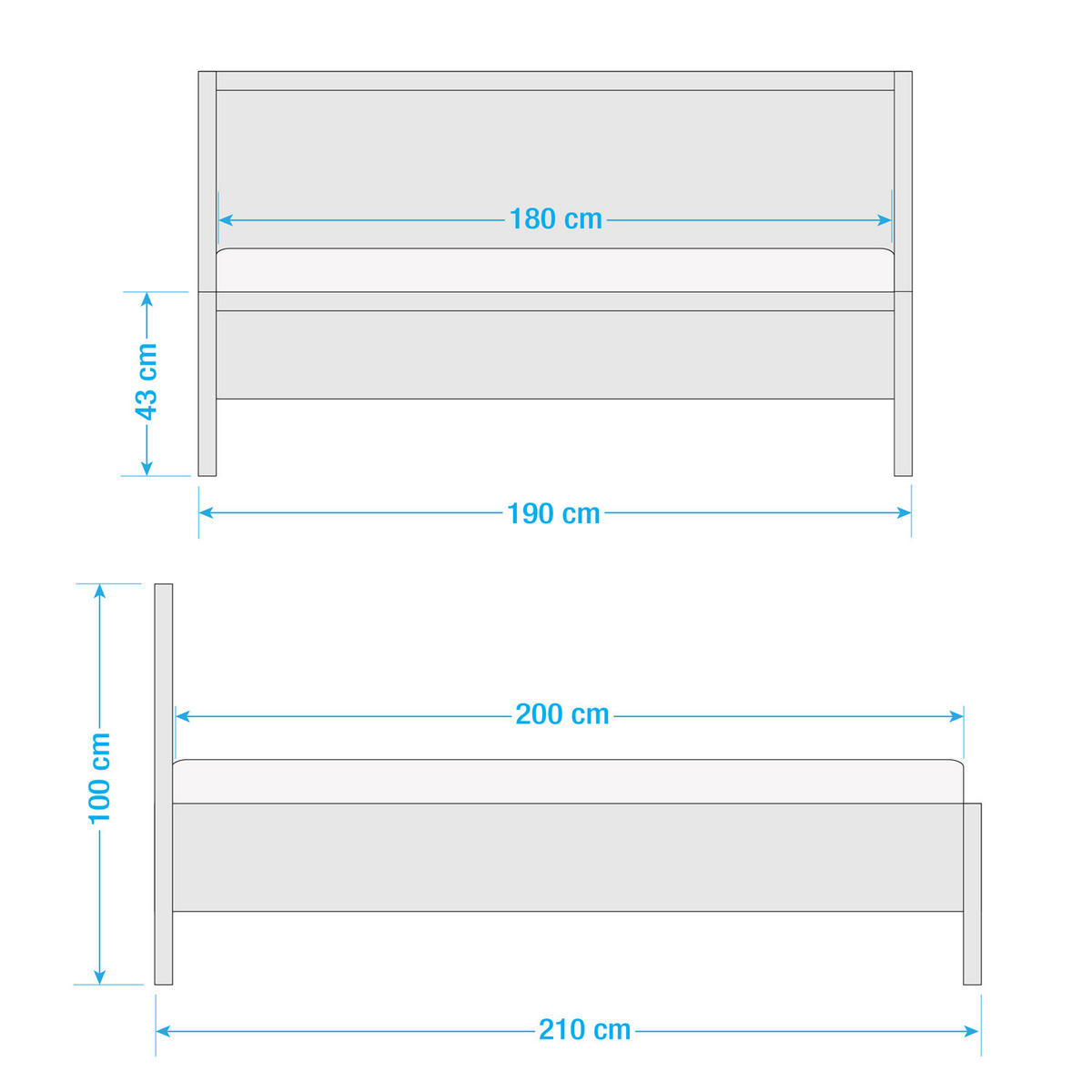 MASSIVHOLZBETT - Eiche massiv - Eichefarben, Holz (180/200cm) - home24