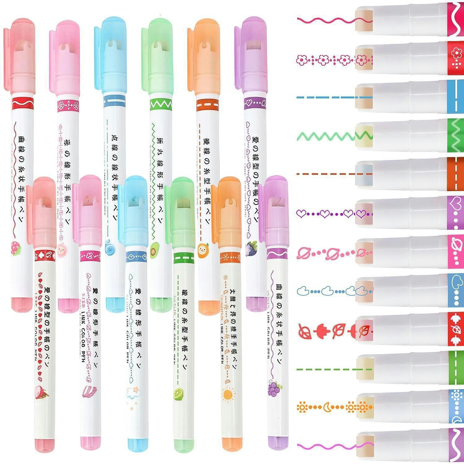 KUGELSCHREIBER Set 12-teilig mit Stempelspitze - Multicolor, Kunststoff (7/1/13.5cm)
