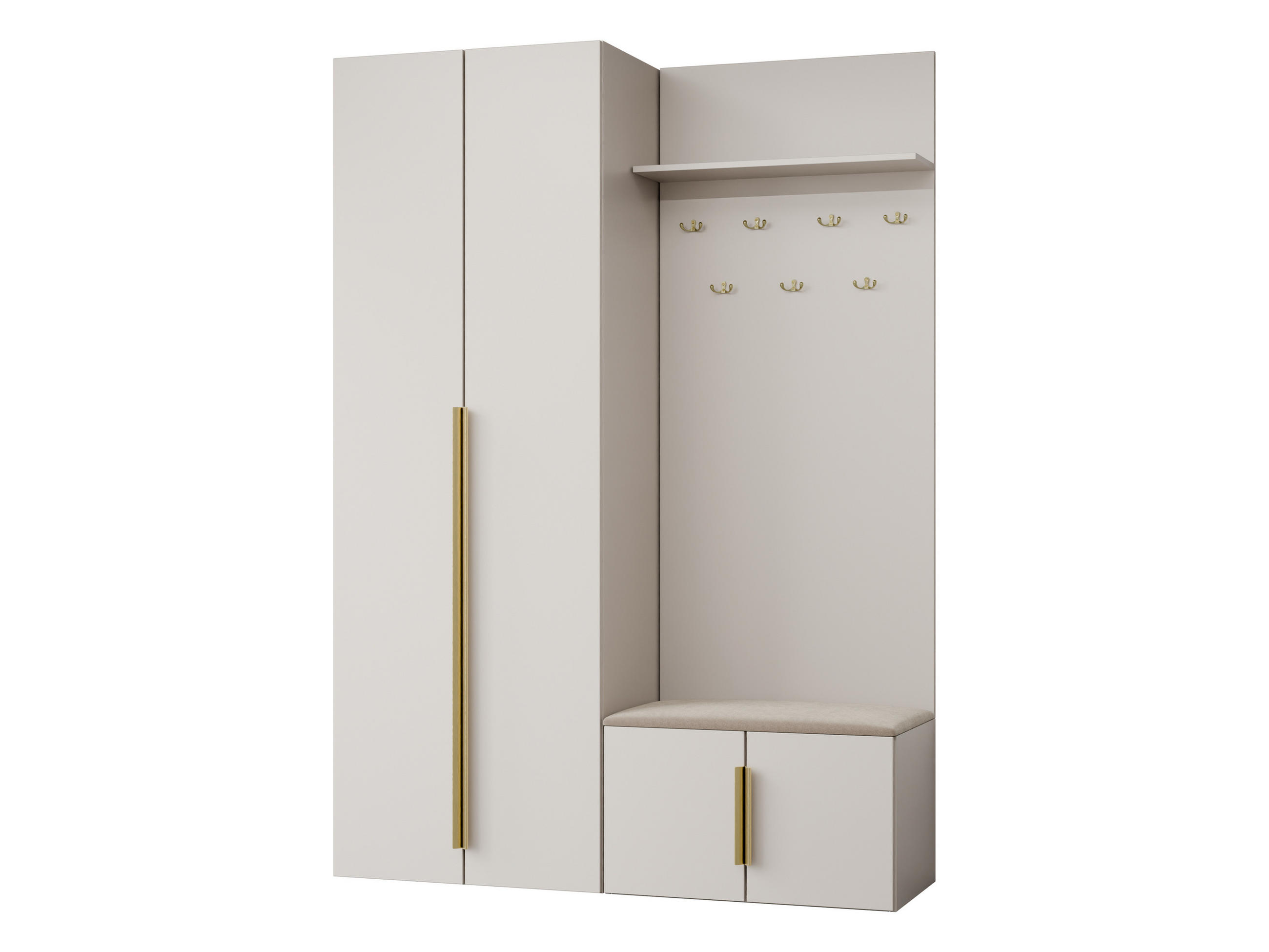 GARDEROBE-SET Kerkin I - Sandfarben/Beige, Holzwerkstoff/Kunststoff (70/200/42cm) - MIRJAN24
