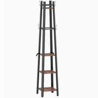 KLEIDERSTÄNDER 34,8/179/34,8 cm Braun aus Holz und Metall mit 8 Haken und 4 Ablagen - Braun, Holz (34.8/179/34.8cm) - OKMYHOME
