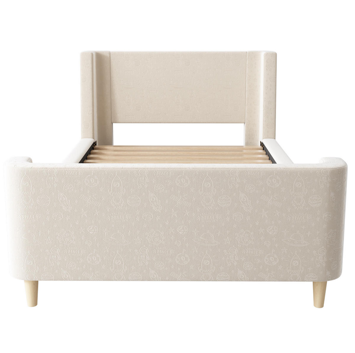 KINDERBETT 90/200 cm aus Samt mit Weltraummuster Beige - Beige, Textil (90/200cm) - Modenvie