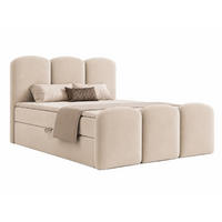 BOXBETT ROYAL 120x200 cm in Hellbeige, Bettkasten, Topper, Velvet-Stoff - Beige, Holz/Textil (120/200cm) - EMLAR Home