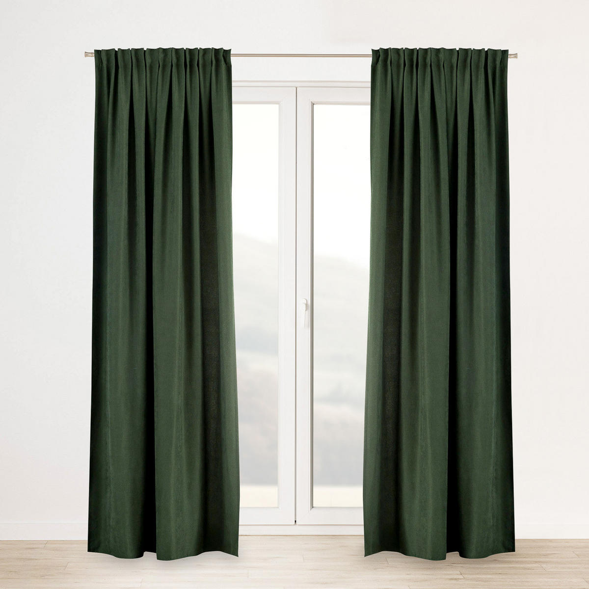 FERTIGVORHANG mit Schlaufenband grün 140 x 280 cm - Grün, Textil (140/280/1cm) - Dekoria