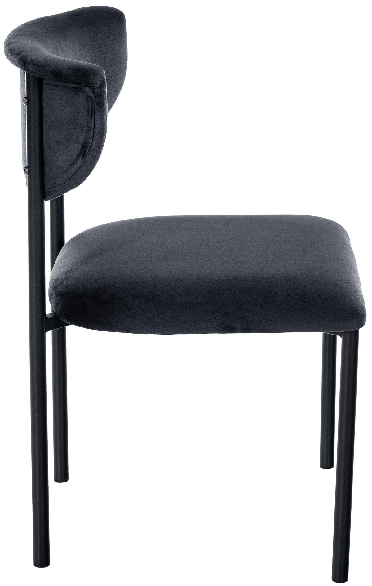 STUHL Samt Schwarz - Schwarz, Textil/Metall (52/78/53cm) - CLP